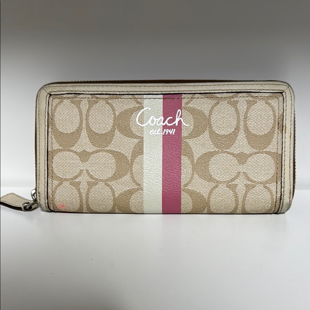 Vintage Coach Signature Stripe Wallet
